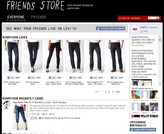 FACEBOOK LIKE on levi`s shopping site כפתור "לייק" של פייסבוק יוצר חווית קניה חדשה לליוויס